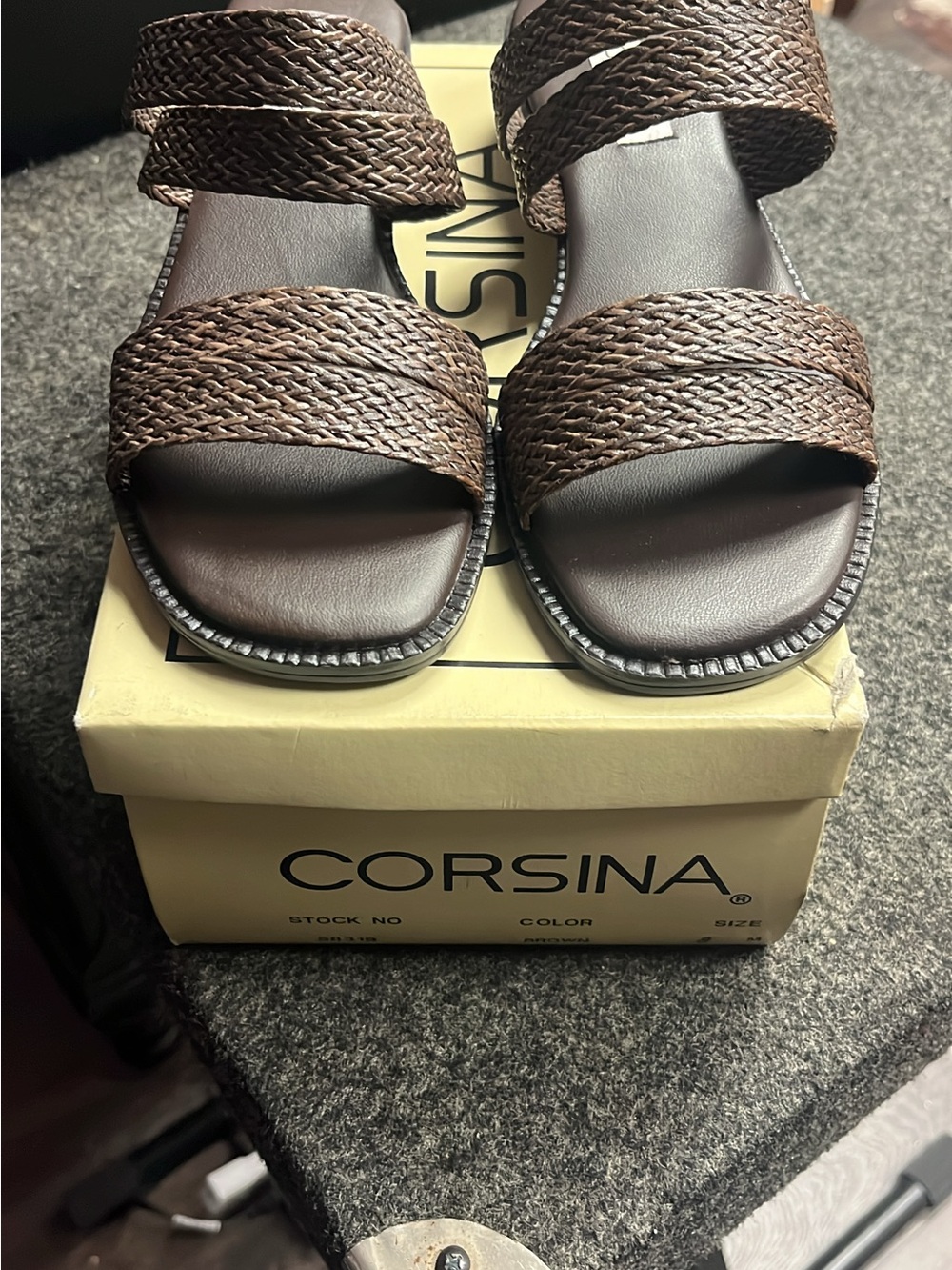 Corsina Brown Braided Slide Sandals
